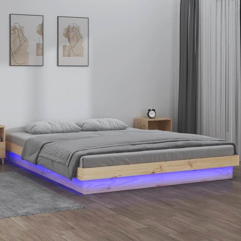 Cadre de lit  LED sans matelas 120x200 cm bois massif