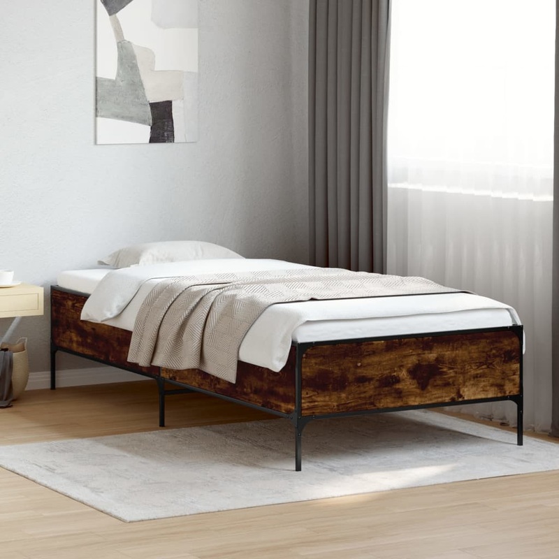 Cadre de lit sans matelas chne fum 90x200 cm