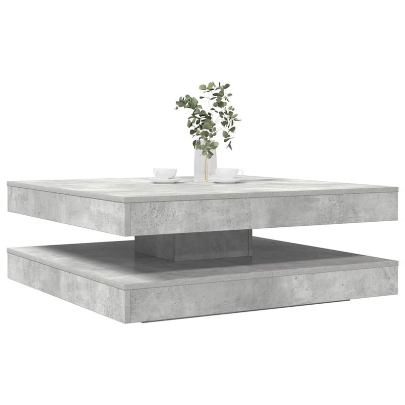 Table basse rotative  360 degrs gris bton 90x90x34,5 cm