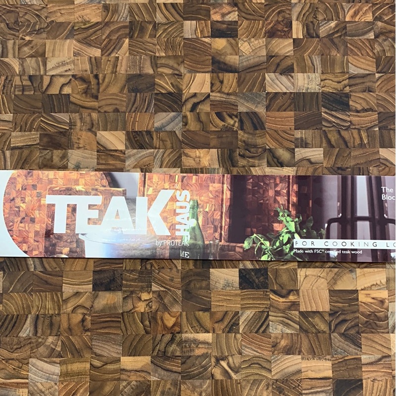 Teak Haus End Grain  Rectangular w Handles
