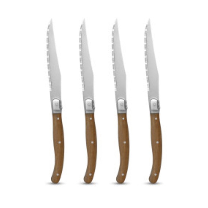 Laguiole Set/4 Steak Knife Set (Natural Brown handle)