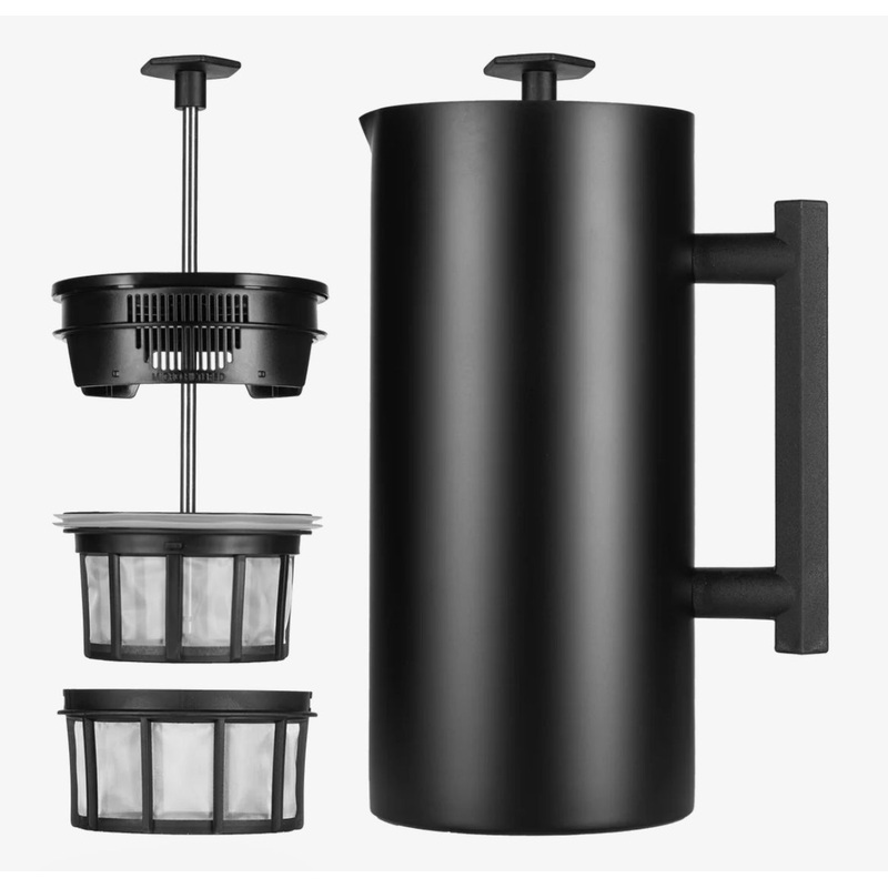 Black Double Wall Double Filter French Press