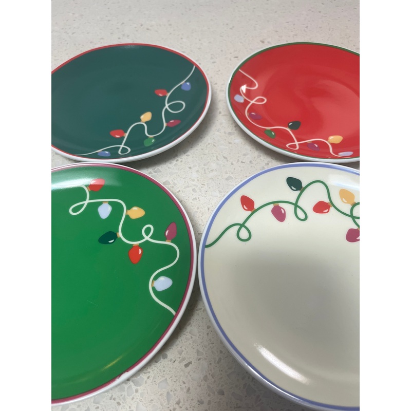 Set/4 Appetizer Plates Holiday Glow
