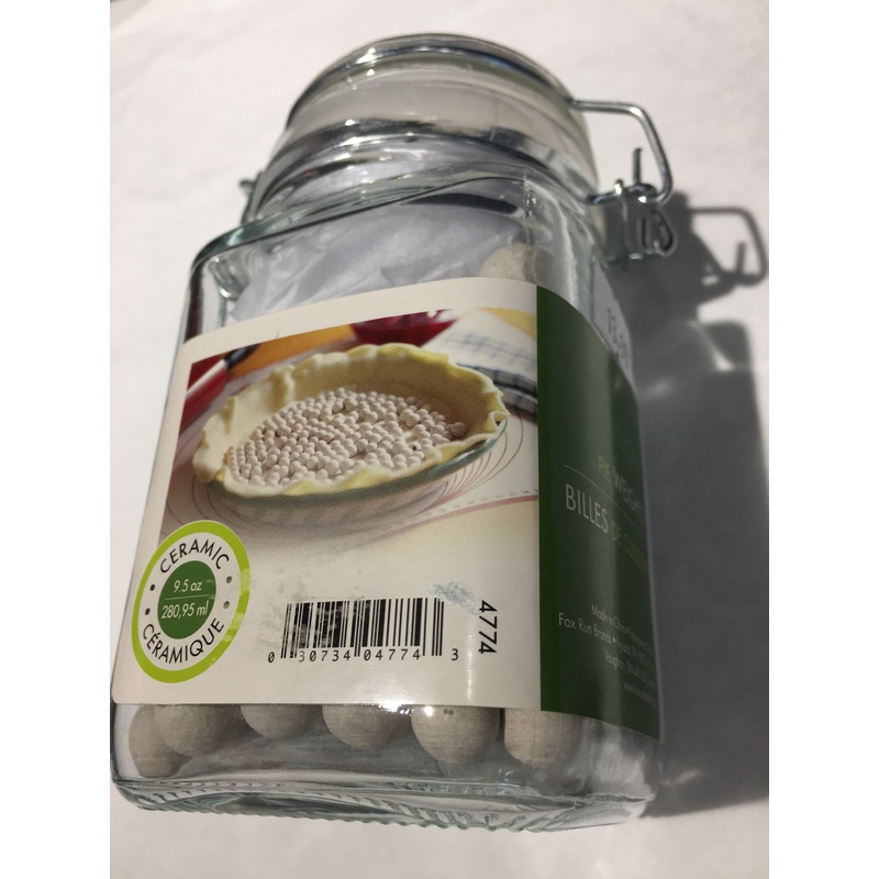 Pie Weights in glass container