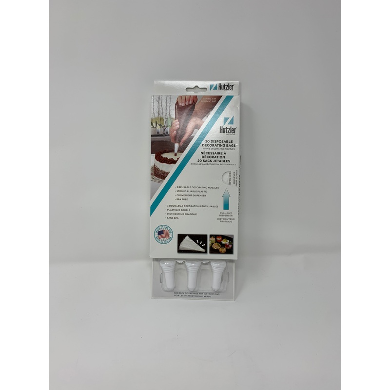 20 Disposable Decorating Bags with 3 Nozzles