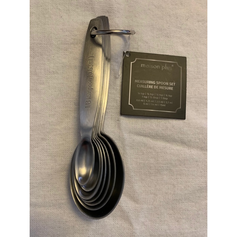 Seven piece measuring spoon set stainless steel
