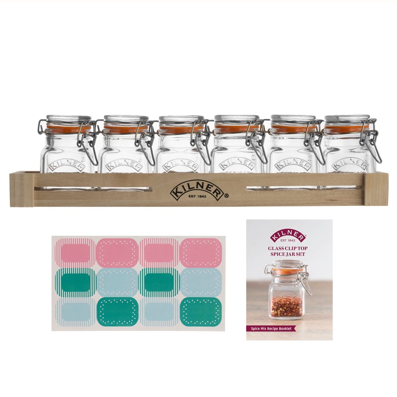 Kilner S/6 Spice Jars & Rack