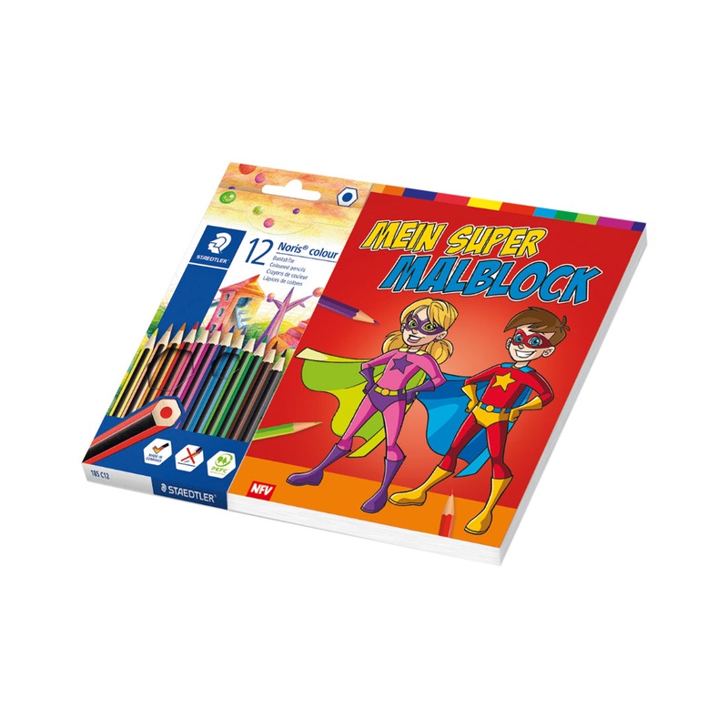 Neuer Favorit Kinder Mein Super-Malblock inkl. 12 Staedtler Buntstiften