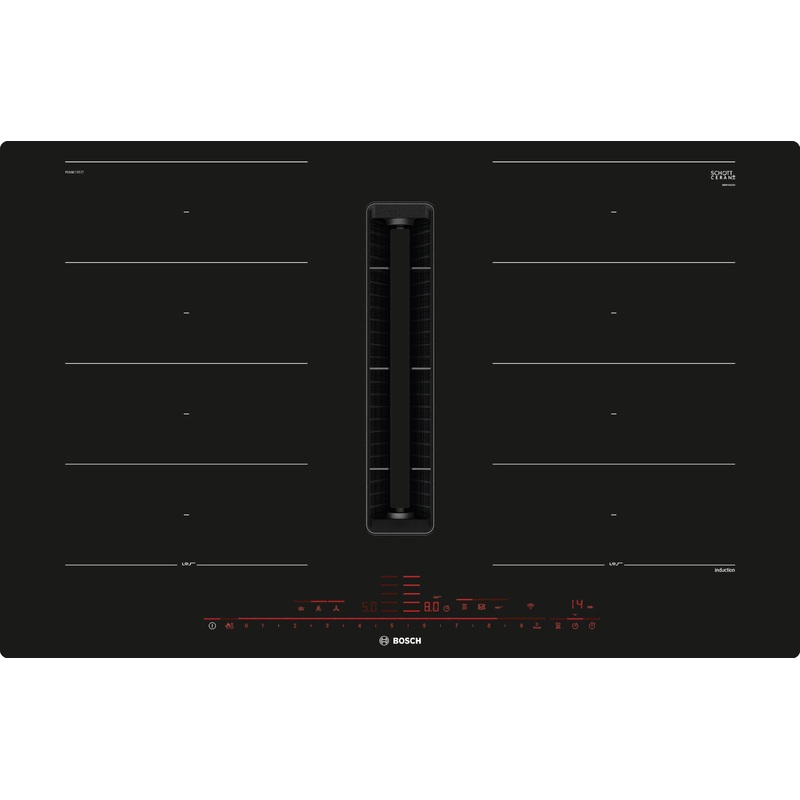 BOSCH Kochfeld mit integriertem Abzug Serie 8, Induktions Kochfeld mit integriertem Dunstabzug, 80 cm, flchenbndig