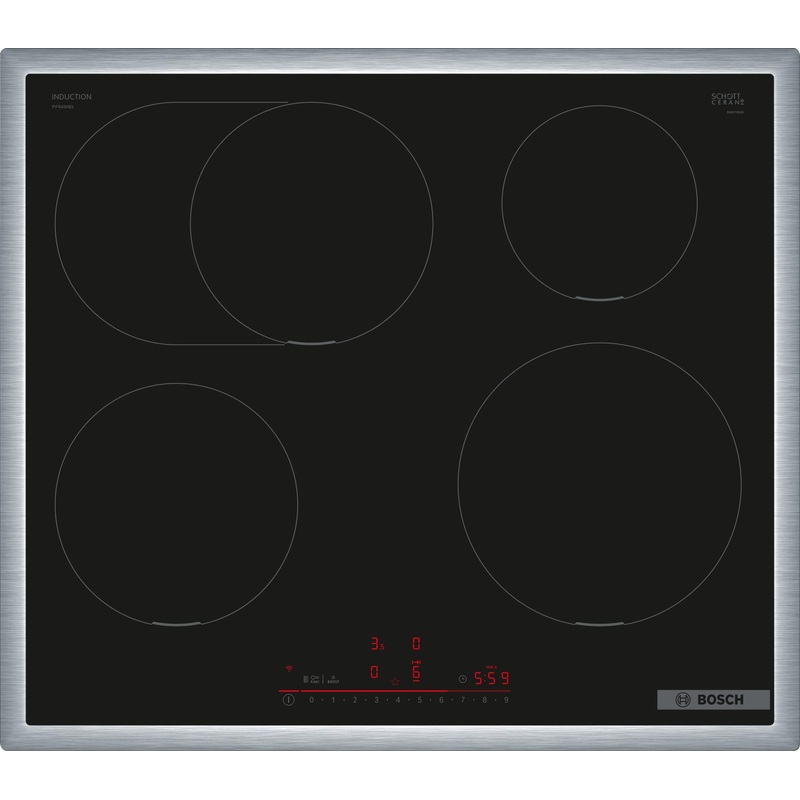 BOSCH Kochfeld Serie 6, Induktionskochfeld, 60 cm, Mit Rahmen aufliegend