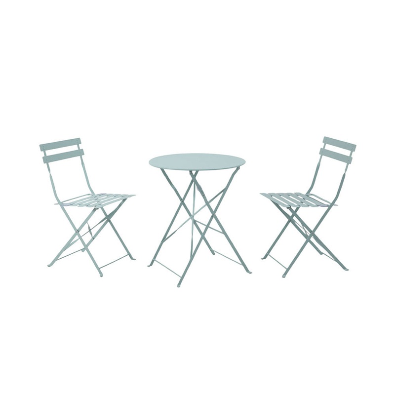 dameco Gartenmbel Bistro Set Metall Gartentisch und 2 Sthle trkis matt