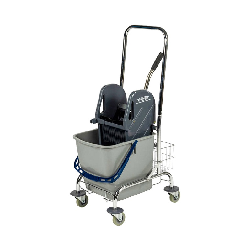 SPRiNTUS Zubehr Haushalt Nasswischwagen mit Schubbgel und Ablagekorb 27 L