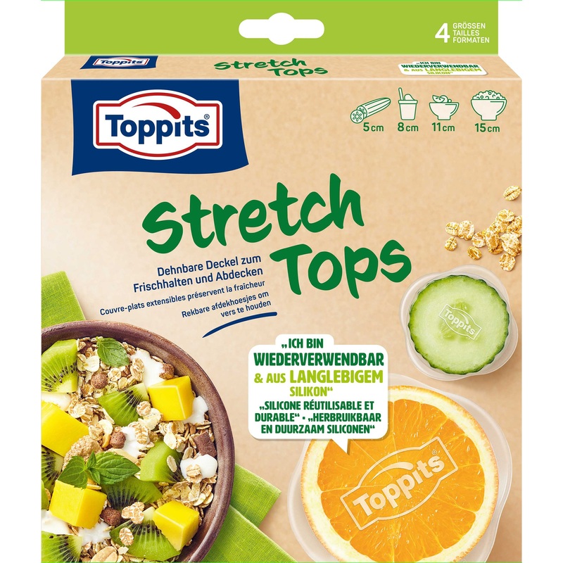 Toppits Abdeckhaube Frischhalte Abdeckhaube Stretch Tops 4 Stck