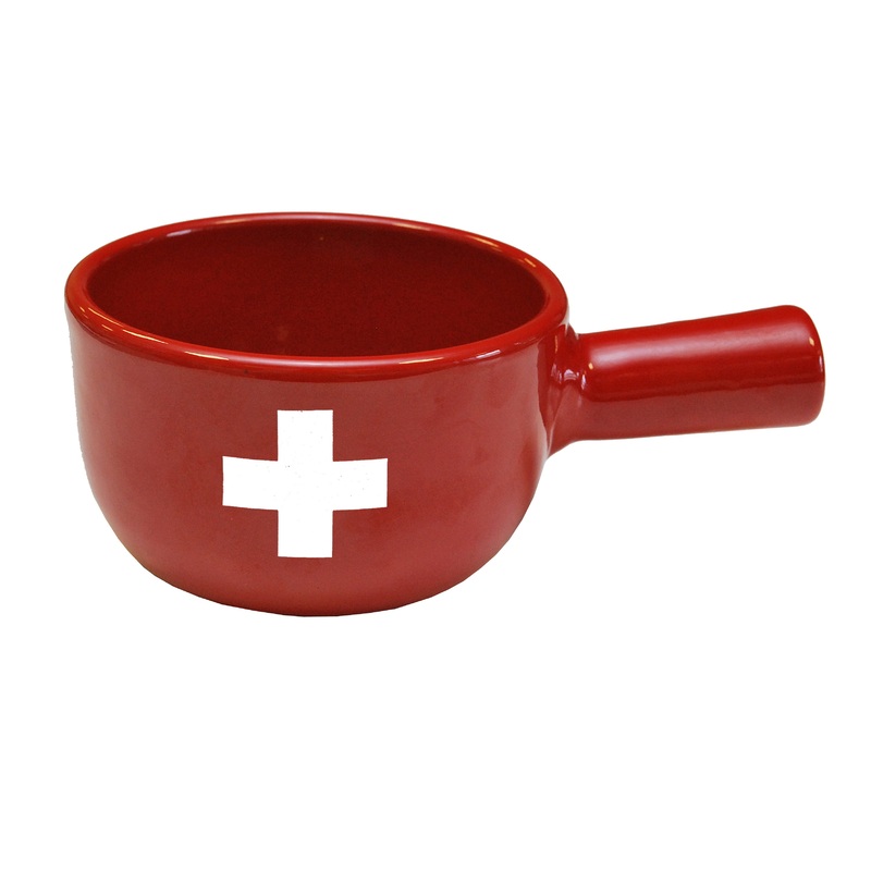 Heidi Cheese Line Zubehr Caquelon aus Keramik Schweizer Kreuz rot  12 cm