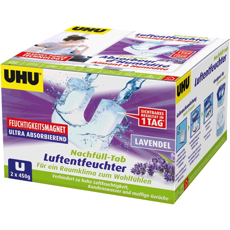 UHU Luftbehandlung Zubehr Air Max Luftentfeuchter Nachfller Feuchtigkeits-Magnet Lavendel