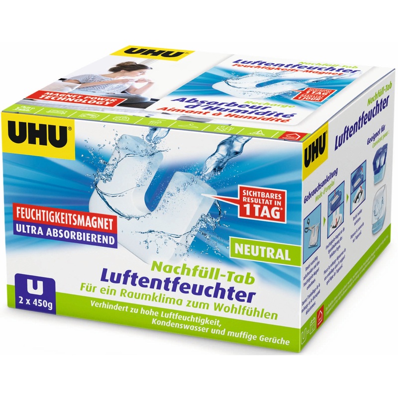 Uhu Luftbehandlung Zubehr Air Max Luftentfeuchter Nachfller Feuchtigkeits-Magnet Neutral