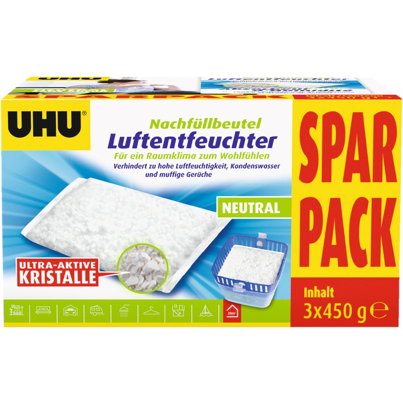 UHU Nachfllbeutel Luftentfeuchter Nachfllbeutel 3x 450 g