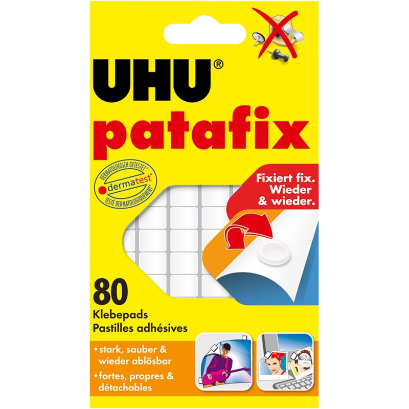 Uhu Fotokleber + Posterkleber Patafix Weiss 80Pads