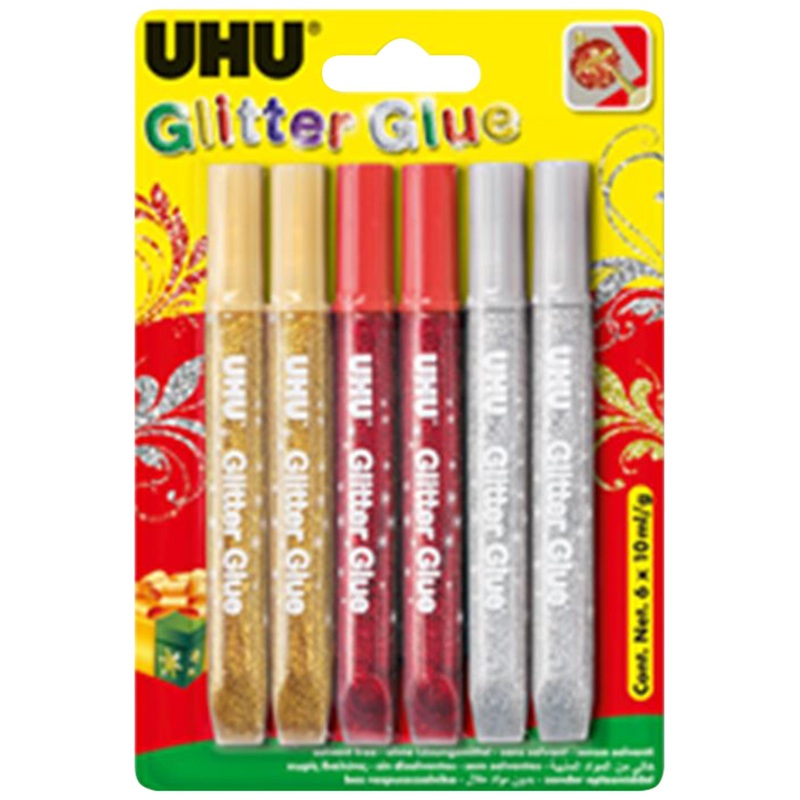 UHU Glitzerstifte Glitter Glue 6x 10ml