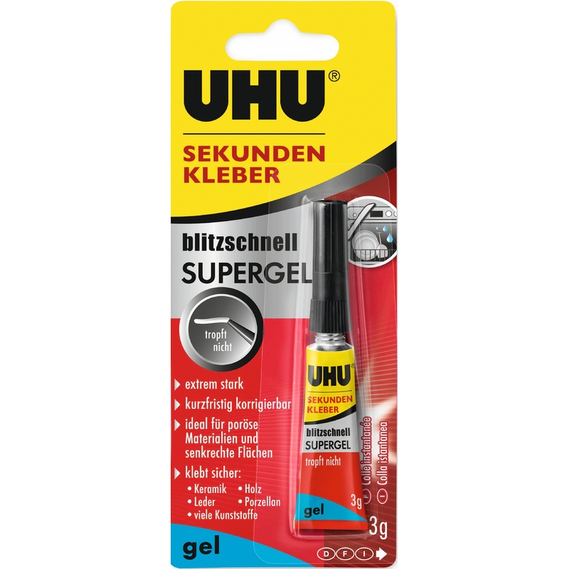 Uhu Klebstoff Sekundenkl.Blitzsch. Gel 3G Tube Blister