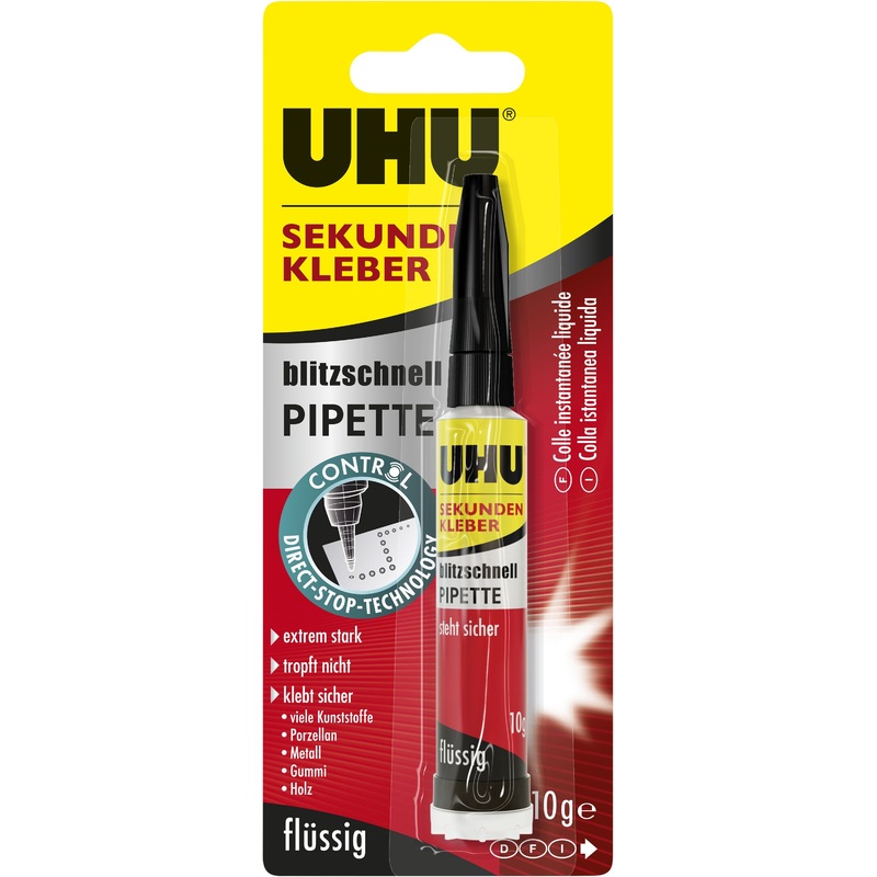 Uhu Klebstoff Sekundenkl.Blitzsch.Pipette 10G Blister