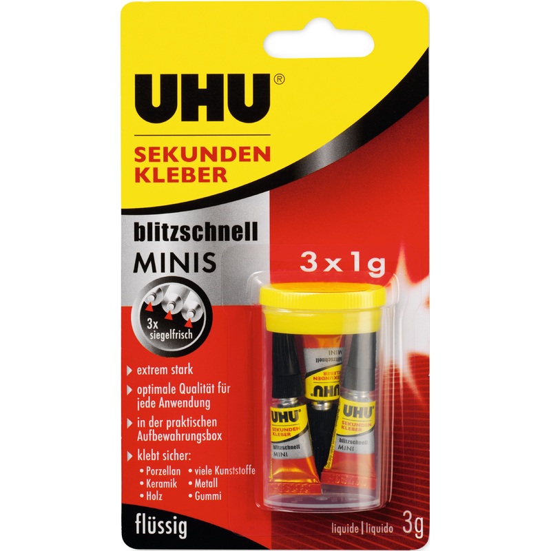 Uhu Klebstoff Sekundenkleber 3X1G Bl