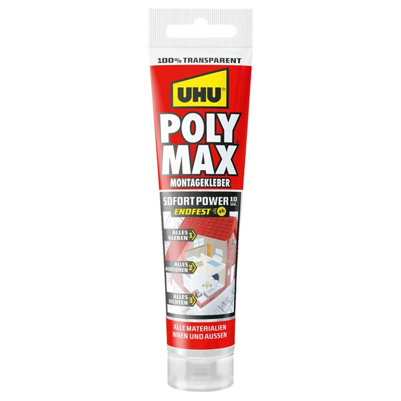 UHU Montagekleber Poly Max 10 Sek Sofort Power transparent 115g