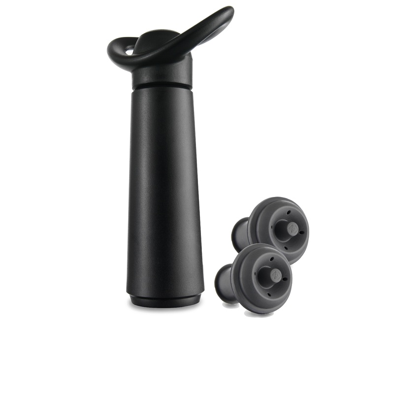 Vacu Vin Weinzubehr WS schwarze Pumpe + 2 Zapfen