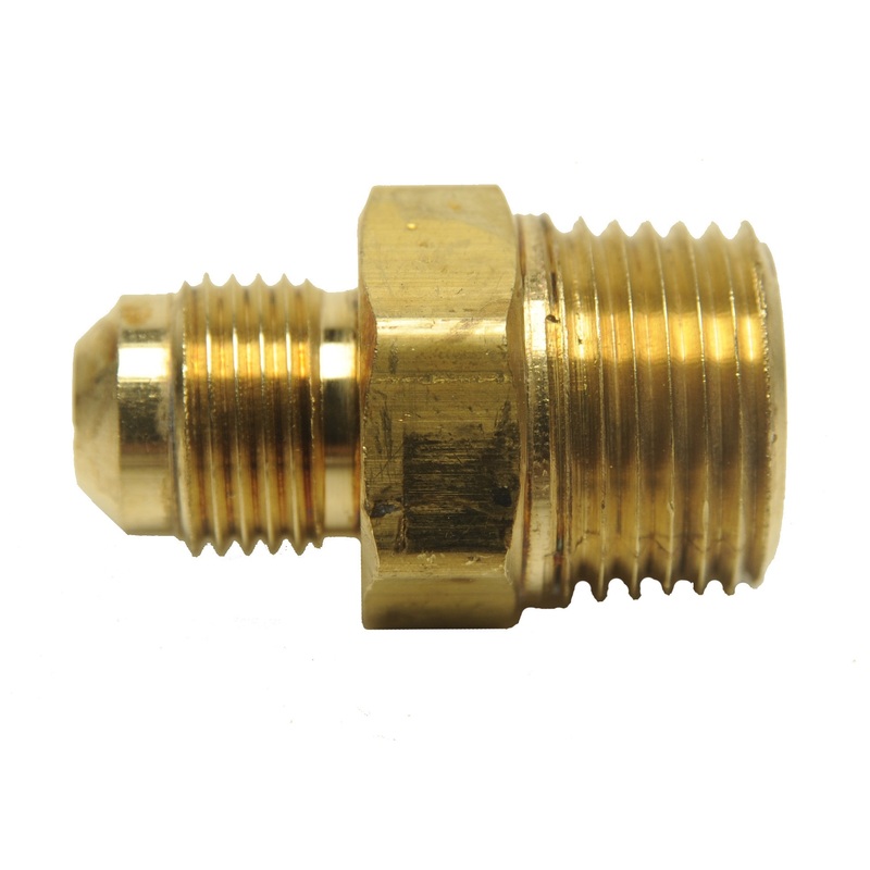 BRASS COUPLING - MALE PIPE THREAD TO MALE FLARED THREAD