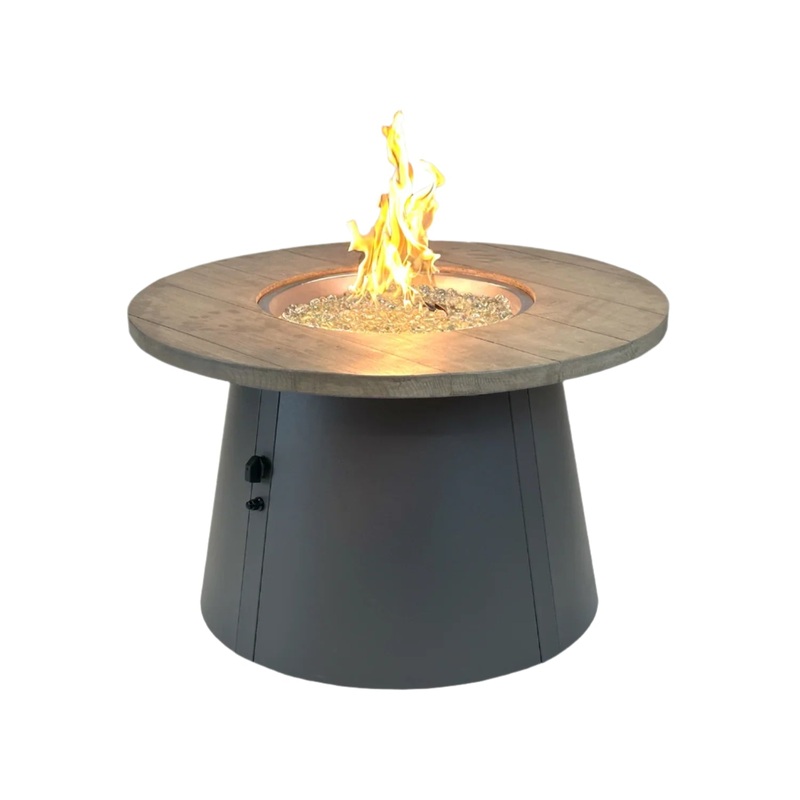 Outdoor GreatRoom Company Cirvalo Smokey Oak Round  Fire Table