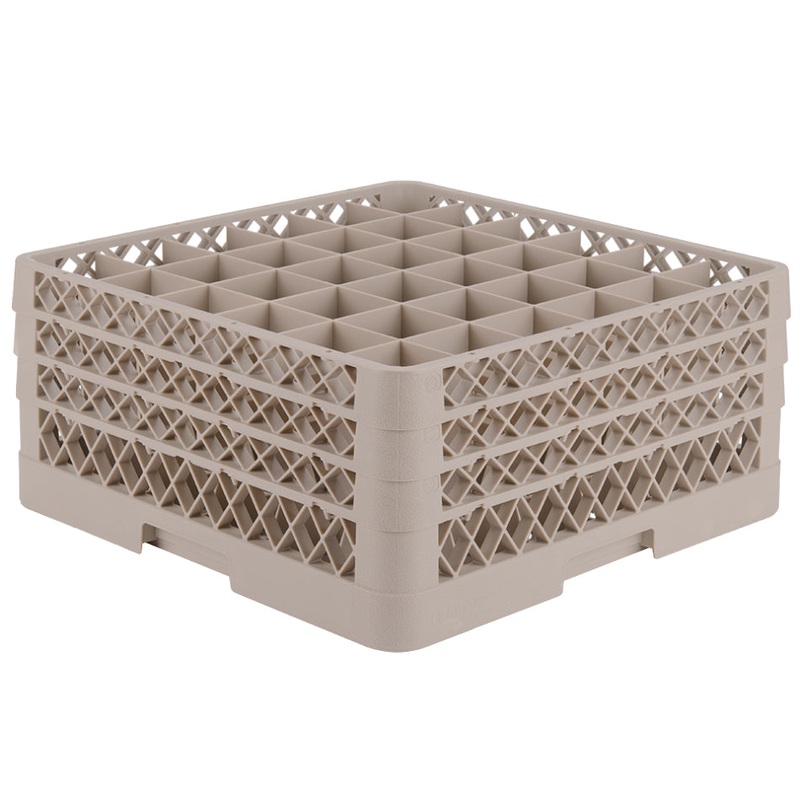 Vollrath Traex Glass Rack w 3 Extenders, 36 Compartment, Beige