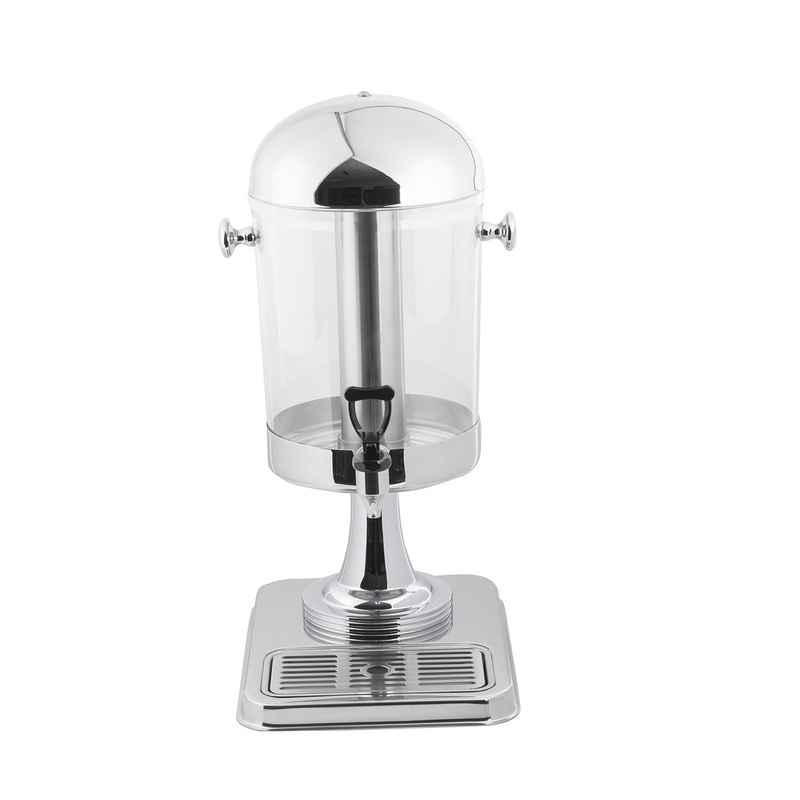 TableCraft Premium Single Beverage Dispenser w Ice Sleeve, 2 Gal, Stainless Steel/Clear