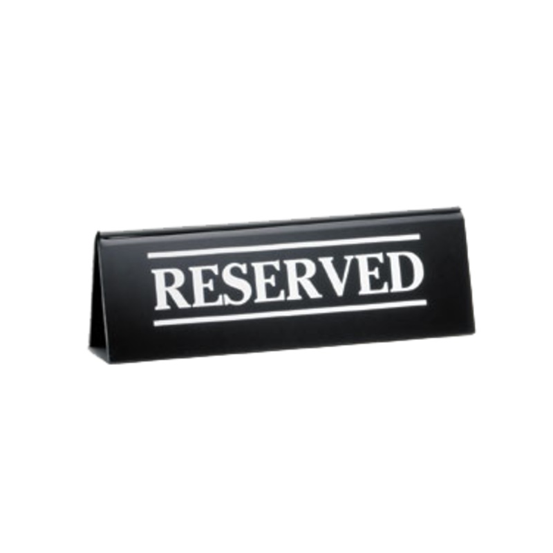 TableCraft Reserve Sign Table Tent, Black, 2" x 6"