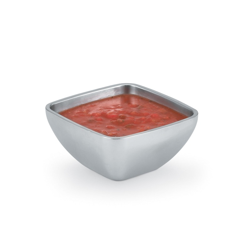Vollrath Double-Wall Square Plain Bowl, 0.75 qt, Stainless Steel