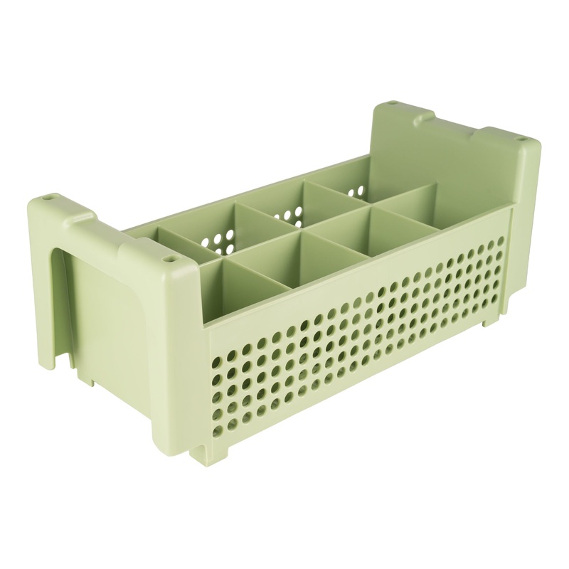 Vollrath Flatware Basket, 8 Compartment, Green