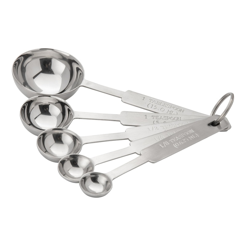 Browne 5 Piece Measuring Spoon Set,  Extra Heavy Stainless Steel