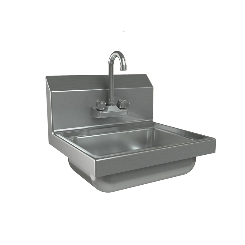 Tarrison TA-HSF14 Wall Mount Hand Sink and Faucet, 10" x 14" x 5" Bowl Size, Stainless Steel