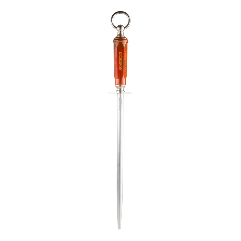 F. Dick Dickoron Sharpening Steel, Classic Round Sapphire Cut, 12", Red