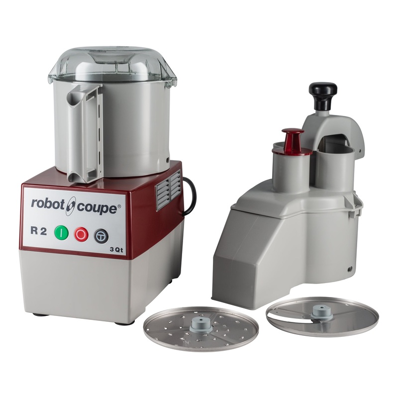 Robot Coupe R2N Precision Combination Food Processor, Grey Plastic 3 qt Bowl, Attached Pusher Arm, 1 HP, 120V