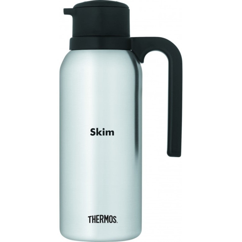 Thermos Twist & Pour Vacuum Carafe, Dairy Type Imprint, 32 oz, Stainless Steel