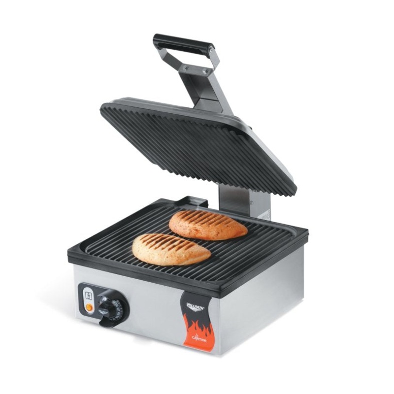 Vollrath 40790 Cayenne Sandwich Press, Single, Ribbed Nonstick Plates, 110V, FINAL SALE