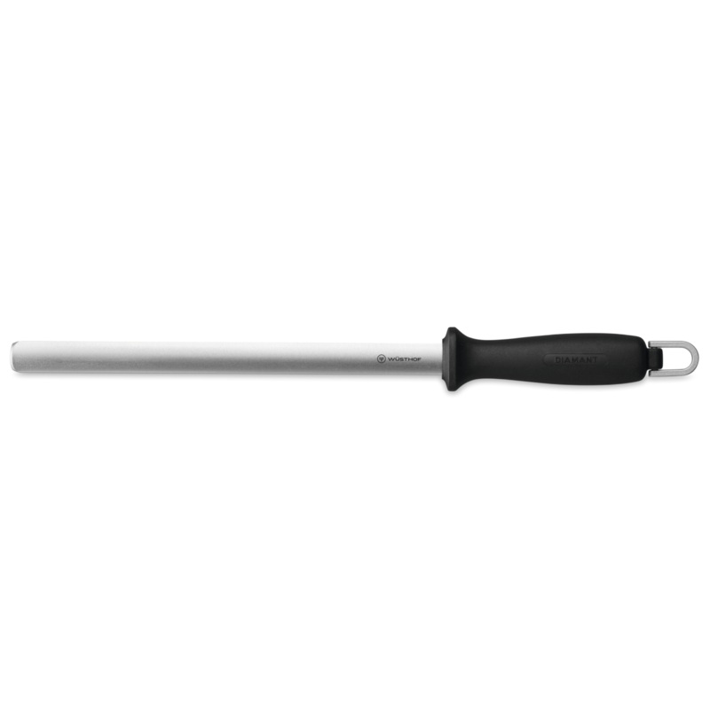 Wusthof Sharpening Steel, Oval Diamond Grit, 10", Black
