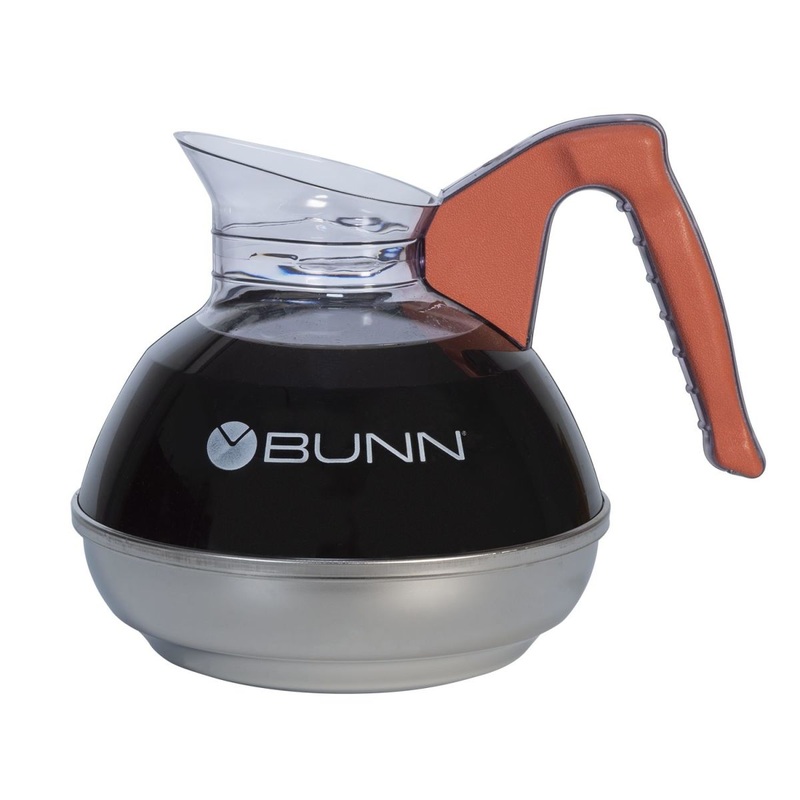 BUNN Easy Pour Coffee Decanter, Stainless Steel Base, Orange Handle