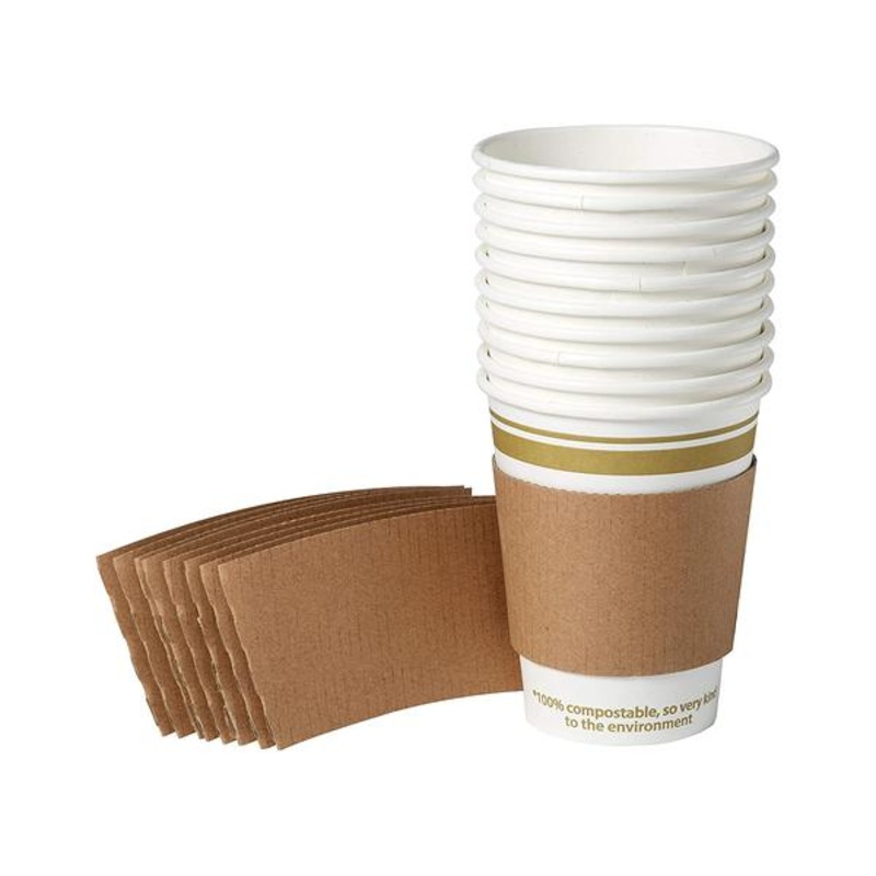 Eco Guardian Compostable Paper Cup with Recyclable Sleeve, 12 oz (64-pack)
