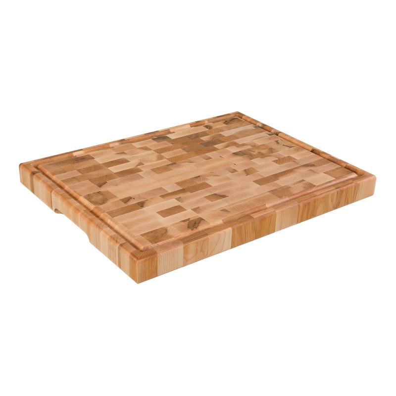 Labell Butcher Block Cutting Board with Edge Groove, 14" x 18" x 1 1/2" Thick, End Grain Maple
