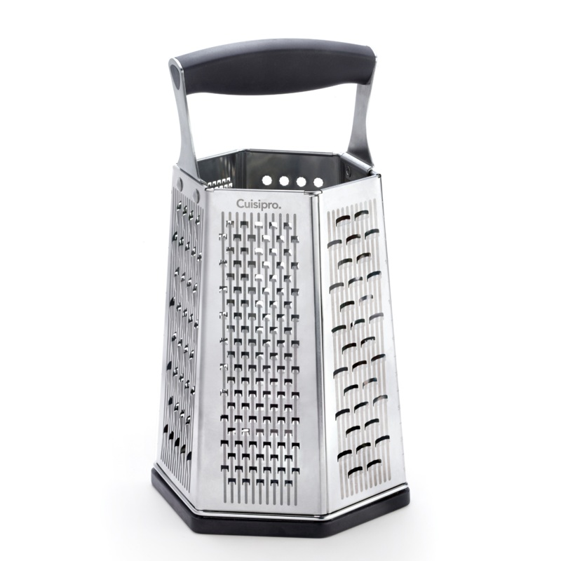 Cuisipro 6 Sided Box Grater with Soft Touch Handle, 9.5", Stainless Steel