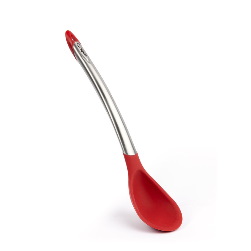 Cuisipro Silicone Spoon, 12", Stainless Steel/Red