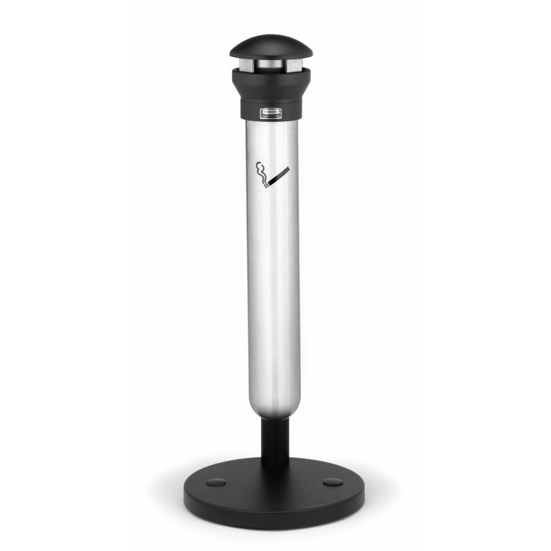 Rubbermaid Infinity Base Mount Smoking Receptacle, Stainless Steel/Black