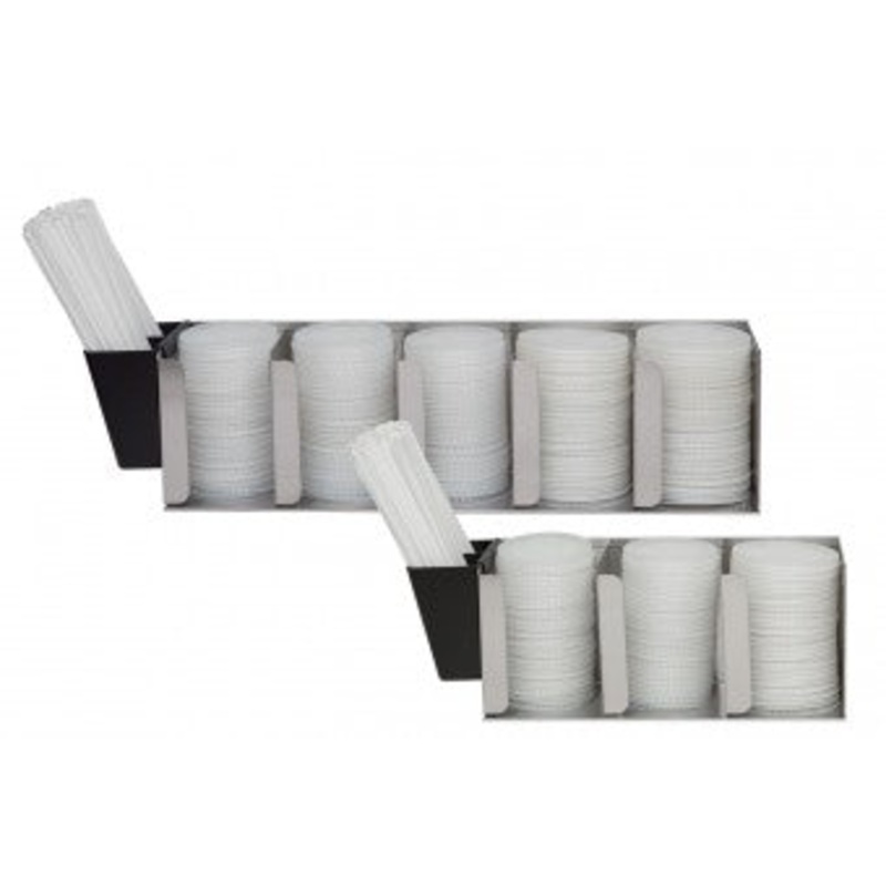 San Jamar Adjustable Lid Organizer, 3 Stacks, Straw Caddy, Stainless Steel