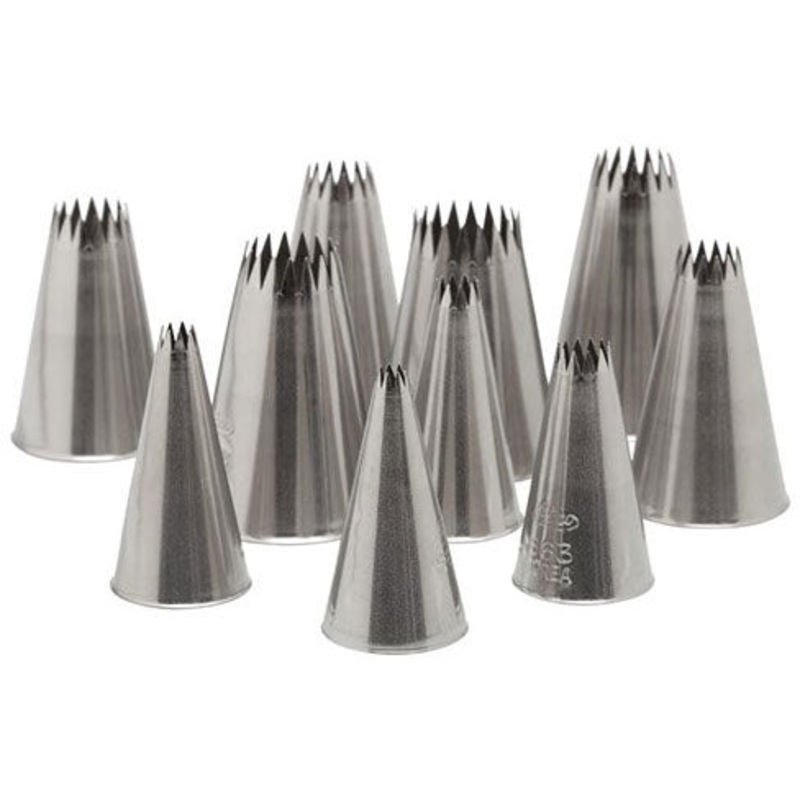 Ateco 10 Piece Open Star Piping Tip/Decoraing Tube Set